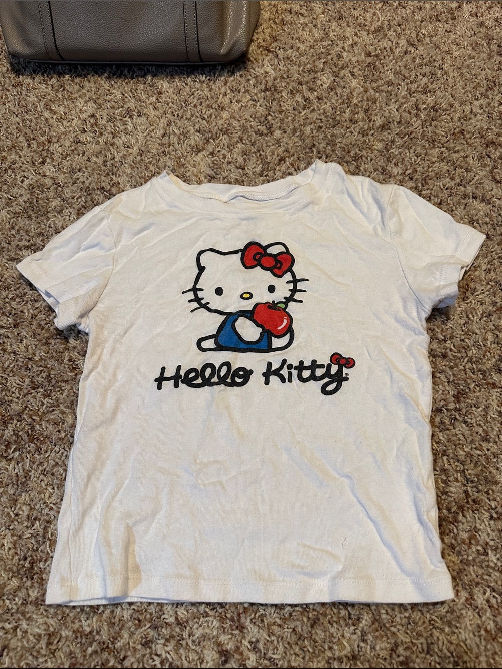Hello Kitty White Tee with Red Bow and Blue Accent